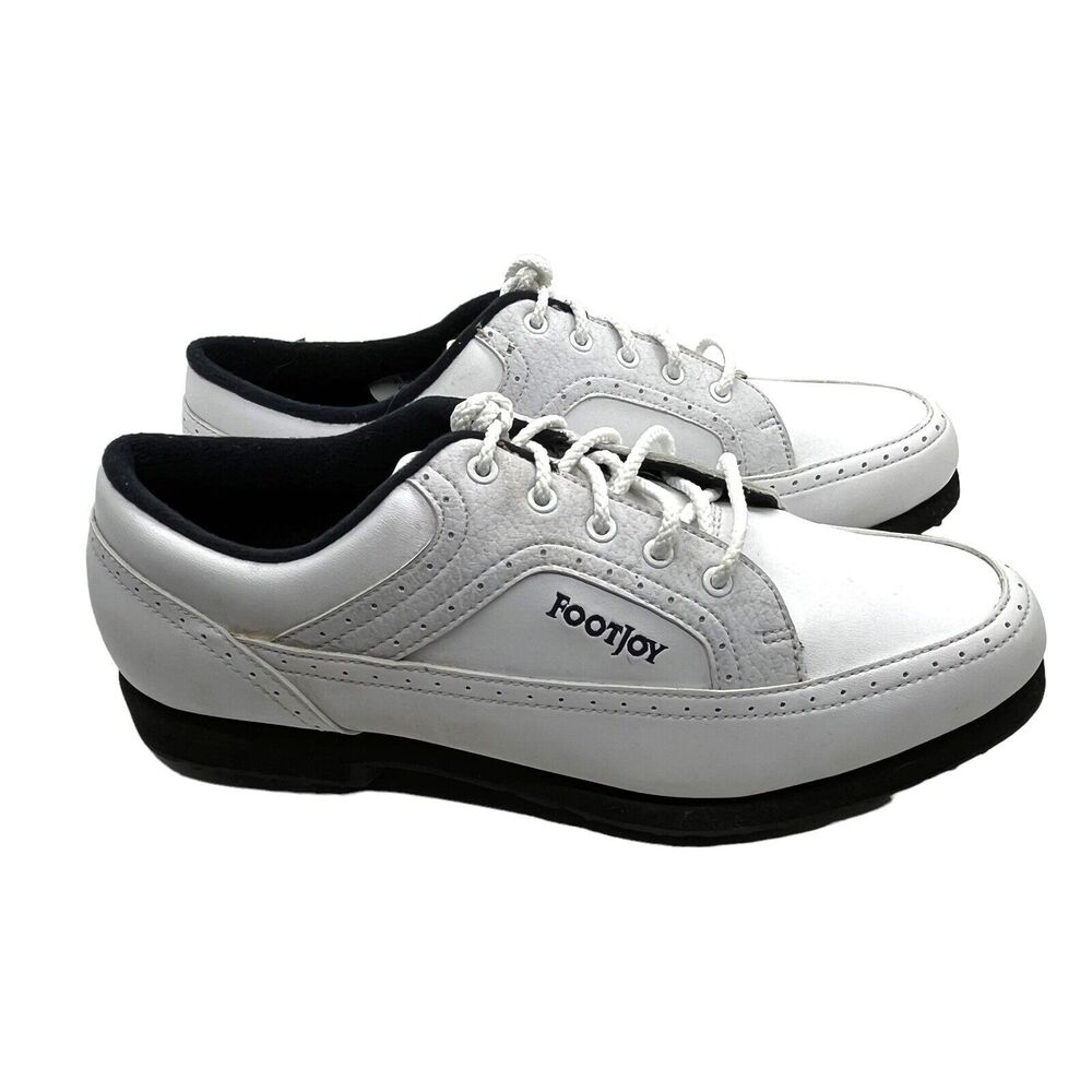 Golf Shoes Footjoy Greenjoys Lace Up White Soft Spikes Womans Size US 9 M Vegan